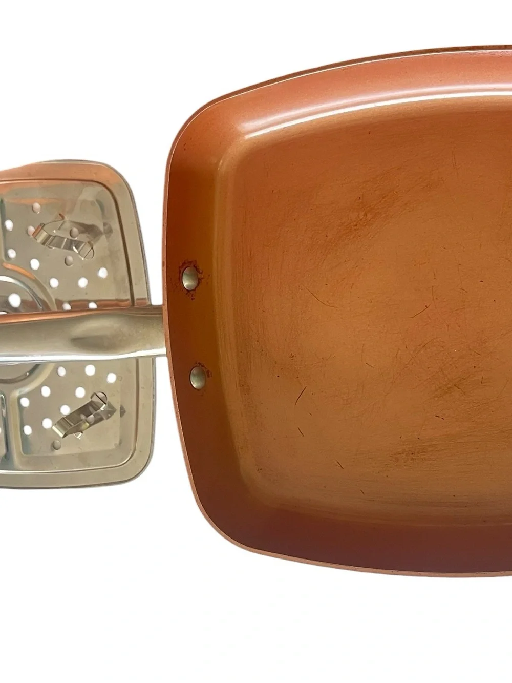 5-piece Copper Chef Nonstick Square Grill Pan Set with Lid and Accessories  9.5”